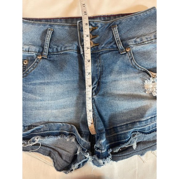 Boom Boom Jeans Womens Cut Off Short SH19729Z Button Fly Distressed Blue Size 9 - Picture 4 of 9